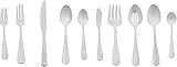 AmazonBasics 45-Piece Stainless Steel Flatware Silverware Set with Round Edge, Service for 8