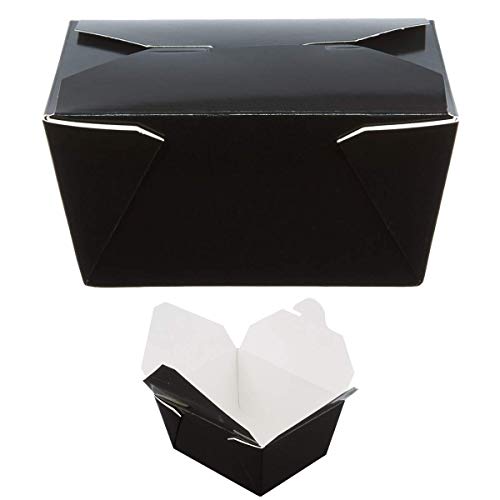 MM Foodservice Disposable Paper Take Out Boxes, Microwavable Take Out Containers, Leak and Grease Resistant Carryout, Takeout Food Box, 4 5/8 x 3 1/2 x 2 1/2 Inch, 30-Ounce Capacity (Black, 100) - Thumbnail 2