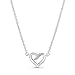 PANDORA Jewelry Ribbon Open Heart Necklace Cubic Zirconia Necklace in Sterling Silver, 17.7