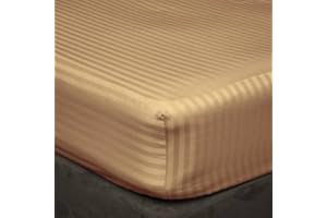 Pure Dreams 1 Piece Elastic Fitted Sheet Only-100% Egypitan Cotton, 1000 TC, Fits up to 14" Deep Pocket-Ultra Soft & Long-Las