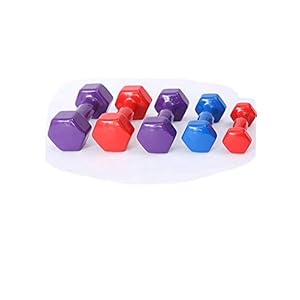 XQK 2 Pcs Dumbbells Set 1 Kg / 1.5 Kg Shaping Equipment Arm Strength Hand Weight Training with Dip Plastic Coat Non-Slip Handles for Shaping, Fitness,Muscle Exercise