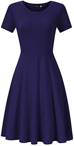 HiQueen Women's Round Neck A-Line Casual Knee Length Dress