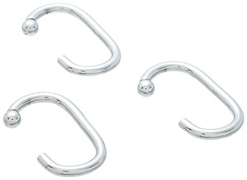 Premium Bath C Metal Chrome Shower Curtain Hooks, Set of 12