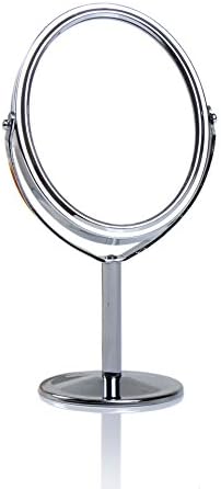 Kadaon 3 inch Two-sided 360 Degree Swivel Vanity Makeup Mirror(1x-3x) Magnification Mirror Tabletop Polished Chrome Plated Travel Mirrors(elliptic)
