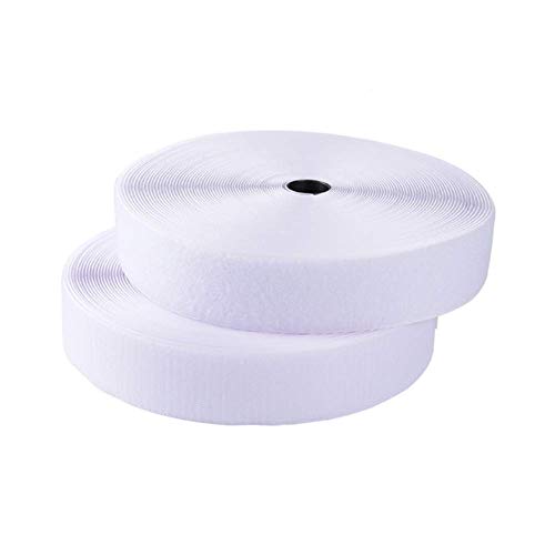 Sew on Hook and Loop Tape 3/4 Inch Width, Non-Adhesive Sticky Back, Sewing Fastening Tape Nylon Fabric Fastener Interlocking Tape Sewing Fasteners for Sewing DIY Crafts (White, 16.4FT)