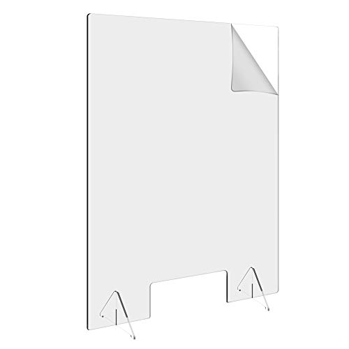 23.5" W31.5" H Countertop Desk Sneeze Guard Protective Partition, Plexiglass Shield Barrier