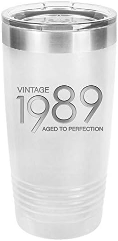 1989 30th Birthday Gifts for Men Women Insulated Stainless Steel Tumbler - 30 Year Old Presents - Best for Mom Dad Wife Husband - 20 oz White - 30 th Party Decorations Supplies Tumblers Gift Man Woman