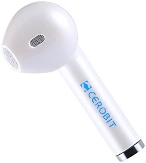 CEROBIT Bluetooth Headset Wireless Bluetooth Single Ear Earpiece Earbud Earphones Headphones with Mic for iPhone, Android Phones (White)