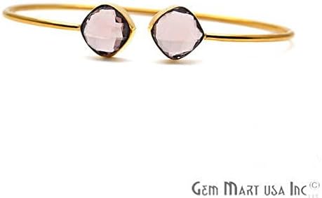Gold Bangle, Adjustable Bracelet, Bangle Bracelet, Morganite Bangle, Birthstone Bracelet, GemMartUSA (MRBA-19047)