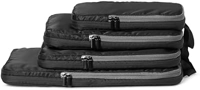 Cubes de Rangement Compression Ultra-légers avec Fermeture Éclair, Lot de 4, Noir