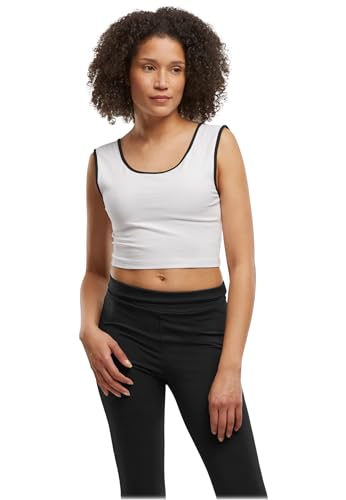 Urban Classics Tb7486a-ladies Contrast Cropped Top T-Shirt, Bianco/Nero/Nero, M Donna