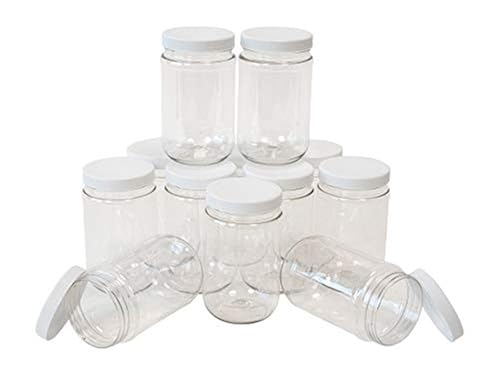 CSBD 16 Oz Clear Plastic Mason Jars With Ribbed Liner Screw On Lids ...