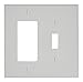 Leviton 2-Gang 1-Toggle 1-Decora/GFCI Combination Wallplate, Midway Size, PJ126-W, White
