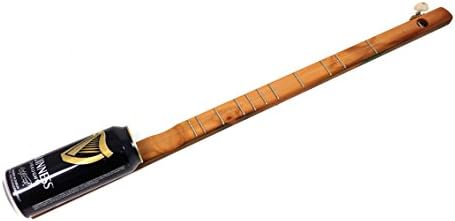 Guinness(TM) Beer Can Hand-made One-String Acoustic Canjo / Tin Can Banjo - Antique reclaimed wood neck!