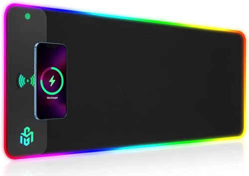 GIM 10W Wireless Charger Extended RGB Mouse Pad rutschfeste Gummibasis 10 Beleuchtungsmodi 4mm Ultra dick für Samsung Galaxy S10/S9/S8 Plus Note 9/8 i