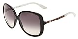 Gucci Women's 3157/S Rectangle Sunglasses,Black & White Frame/Grey Gradient Lens,One Size