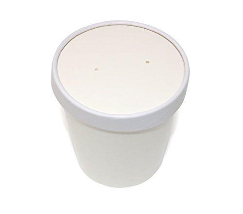 Eskay Soup and Ice Cream Containers, 16 oz. Double Walled Paper with ventilation lids, 25 Cups with Lids, White