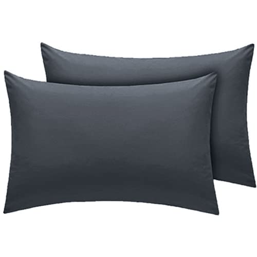 LivinEase Pillow Cases 2 Pack(50 x 75cm) With Envelope Closure -Super Soft Hotel Quality Cotton Blend Pair of Grey Housewife Pillow Cases (Charcoal/Grey, 2x Pillowcases (50 x 75 cm))