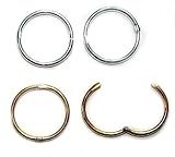 NICKEL FREE 12mm HINGED HOOP EARRINGS TOP QUALITY 2-PAIR SET, 1- GOLD OVER SILVER AND 1- STERLING SILVER