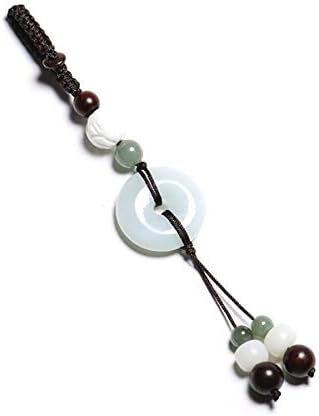 CYSJW Cute Keychain Hand-Made Original Natural Jadeite Jade Safety Button Car Key Hanging Men And Women High-Grade Simple Key Ring