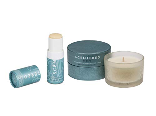 Scentered I WANT TO ESCAPE Aromatherapy Balm & Candle Gift Set – Encourages Feelings of Peace & Tranquility – Frankincense, Sandalwood & Cedarwood Blend