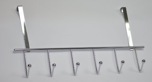 Türgarderobe Hakenleiste Garderobenleiste Kleiderhaken Stahl glanz chrom mit 6 Haken 465 x 245 x 50mm