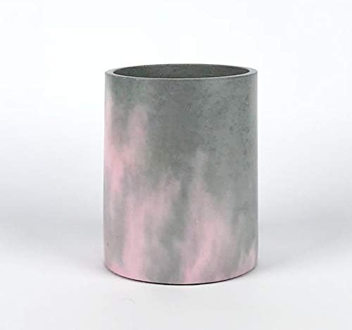 GRON Modern Design Concrete/Cement Flower Pot – 6 inch Colored Cylindrical Succulent Cactus Planters Without Drainage Hole, Indoor Outdoor (Pink)