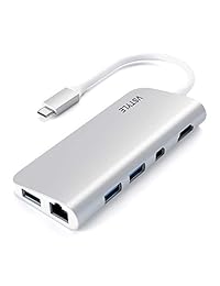 VSTYLE   Adaptador USB tipo C 8 en 1 de aluminio con salida HDMI 4K, puerto Gigabit Ethernet, 3 puertos USB 3.0, puerto de carga USB C, lector de tarjetas SD Micro SD para MacBook Pro Chromebook