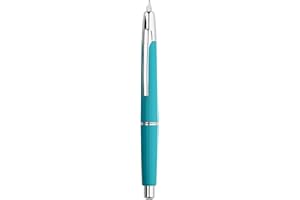 EROFA Majohn A2 Press Fountain Pen Extra Fine Nib with Box, Retractable Lake Blue Resin Ink Pen with Converter Writing Set (Silver Clip Version)