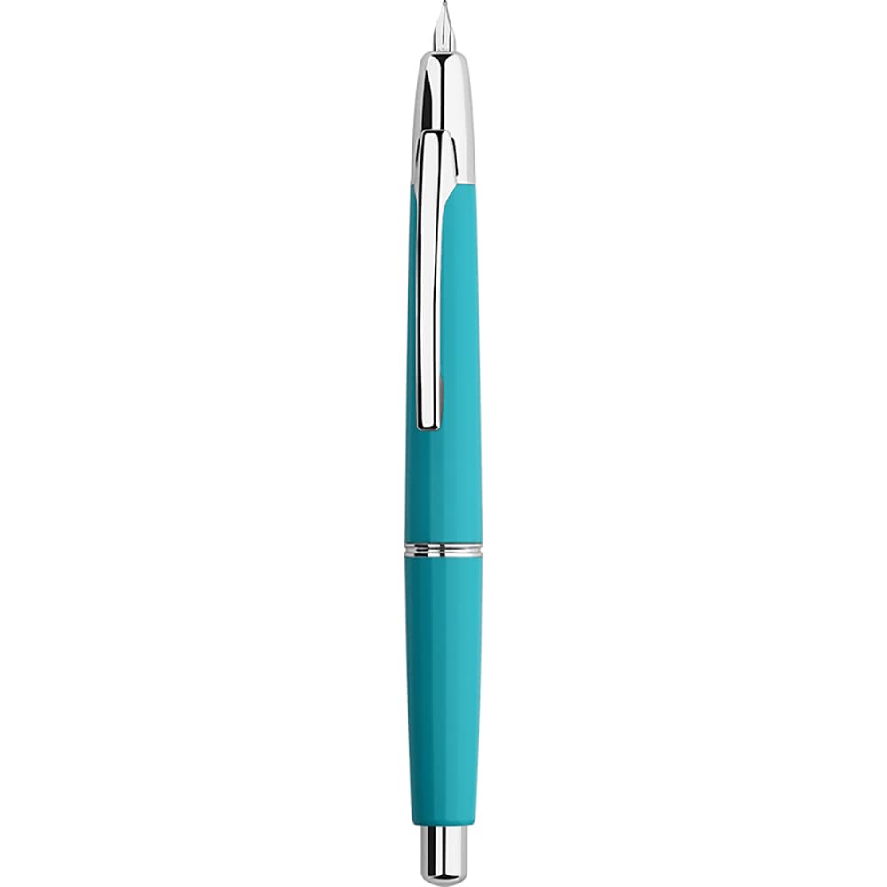 erofa Majohn A2 Press Fountain Pen Extra Fine Nib with Box, Retractable Lake Blue Resin Ink Pen with Converter Writing Set (Silver Clip Version) — image 1