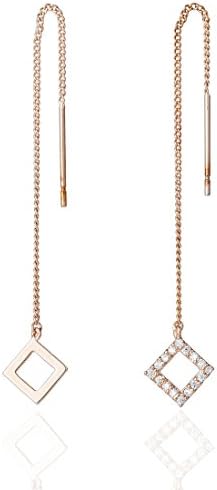 Rose-gold Earrings, Zircon, Stainless, Square