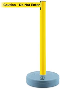 Tensabarrier 885-35-MAX-NO-YAX-C Outdoor Post with Yellow Tube, No Custom Yellow Webbing/Black"Caution Do Not Enter" Standard Belt End, Maximum 13'
