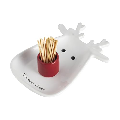 Mud Pie Christmas Reindeer Toothpick Tray & Caddy Set