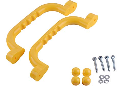 Set of 2 Grab Handles with Finger Grips for Climbing Frames, Treehouses, Playhouses, and Outdoor Playground Equipment – Available in 5 Colors for Safe and Fun Play (Yellow)
