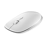 2.4G Wireless Mouse,Travel Portable Slient Mobile Optical Mice with Whisper-Quiet Button,for Mac,Laptop,Macbook,Notebook , Computer PC Adjustable DPI 800/1200/1600 (White&Silver)