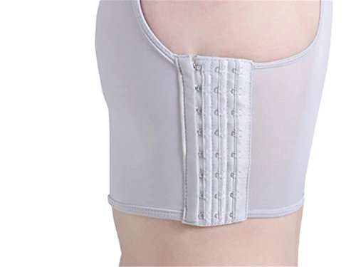 Breathable Super Flat Les Lesbian Tomboy Compression 3 Rows Clasp Chest Binders (Small, Grey)
