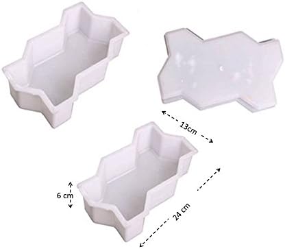 Starworld - 2Pcs Wave shape Easy & Smooth Home garden DIY Walking Path Maker Cement Brick Mold or Pavement driveway stone mold concrete mold stepping Plastic (24x13x6 cm) White color