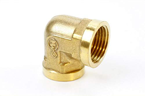 Manloney LLC 2-Pack 1/2" NPT Female Thread 90 Degree Elbow Brass Pipe Adapter Fittings with Seal Tape