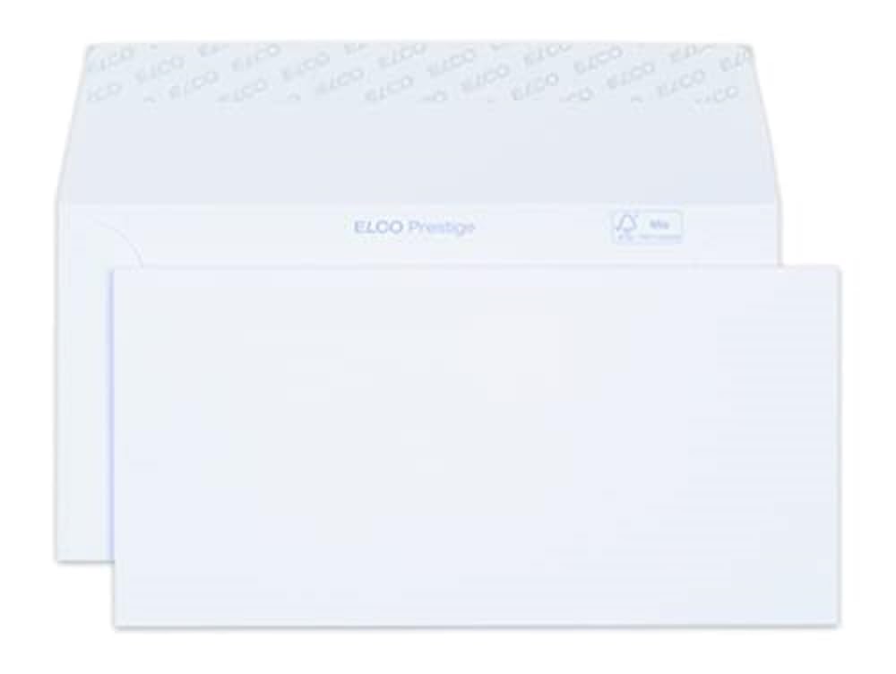 ELCO Prestige Envelope, C5/6 (229 x 114 mm), witout Window, Adhesive Closure, 120g/m2, FSC Mix, White, Box á 250 envelopes