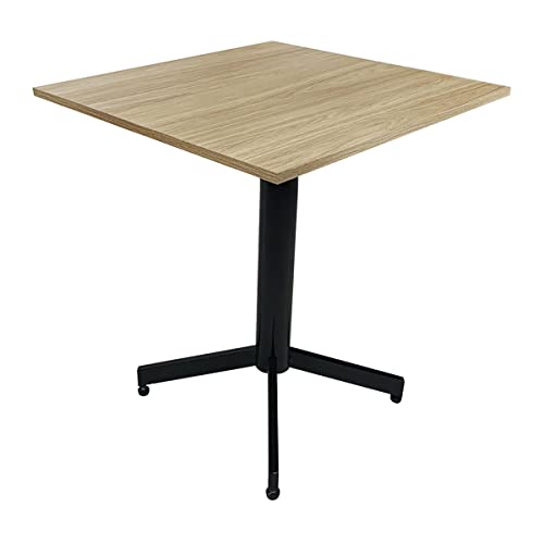 CASA FERRO Mesa para Caféteria o Restaurante para 2 Personas. Ideal para cafetería, Restaurante, bistró.Hechas en México. Pedestal Acero (Mesa Hickory)