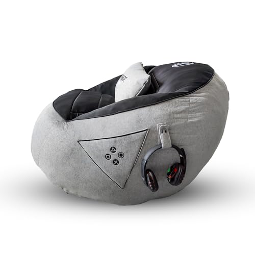 Woxter Stinger Puff Gaming – Ergonomic, Gaming Chair, Filling Included, Stain and Breathable Fabric, Gray & Black