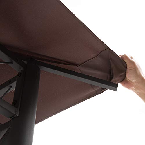 Outsunny Pavillondach, Ersatzdach für Pavillon, Pavillonabdeckung, Sonnenschutz Polyester, Kaffee, 2,98 x 2,95 m – Bild 7