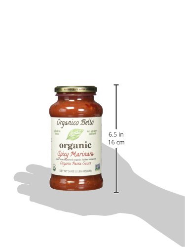 Organico Bello - Organic Gourmet Pasta Sauce - Spicy Marinara - 24oz (Pack of 6) - Non GMO, Whole 30 Approved, Gluten Free - Thumbnail 4