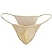 FEESHOW Men's Silky Bugle Pouch Tanga Briefs Bikini Underwear (One Size, Nude)