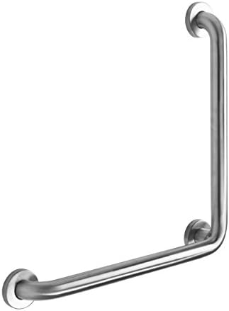 Keeney PP19354F Universal Corner Stainless Steel Grab Bar 1.5 In. Dia. x 20 In. with Cover Flange