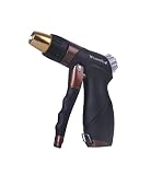 Wasser Vela Garden Heavy Duty Bronze-Color Metal Adjustable Tip Front Trigger Soft Grip Water Spray Pistol Hose Nozzle