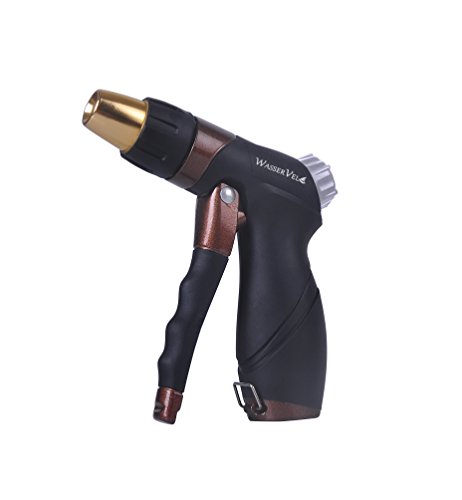Wasser Vela Garden Heavy Duty Bronze-Color Metal Adjustable Tip Front Trigger Soft Grip Water Spray Pistol Hose Nozzle
