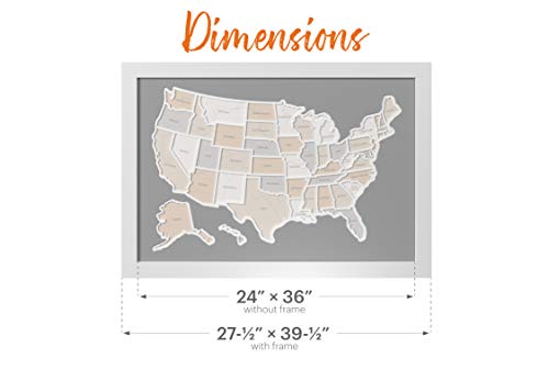 Thunder Bunny Labs 50 States USA Photo Map - Frame Optional - Made in America (Printed Map, Black Frame)