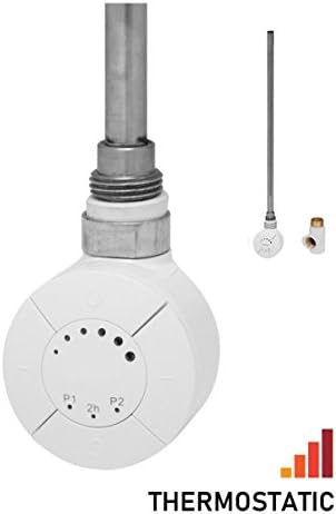 Heating Style Smart Thermostatic Towel Rail Element (300W 600W 1000W) Chrome/White (White, 300W + T-Piece)