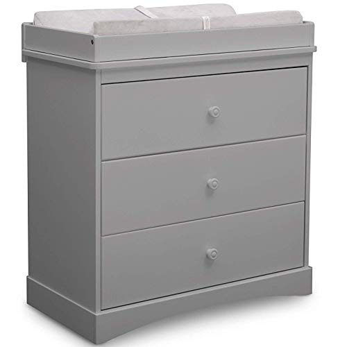 Delta Children Sutton 3 Drawer Dresser with Changing Top, Grey and